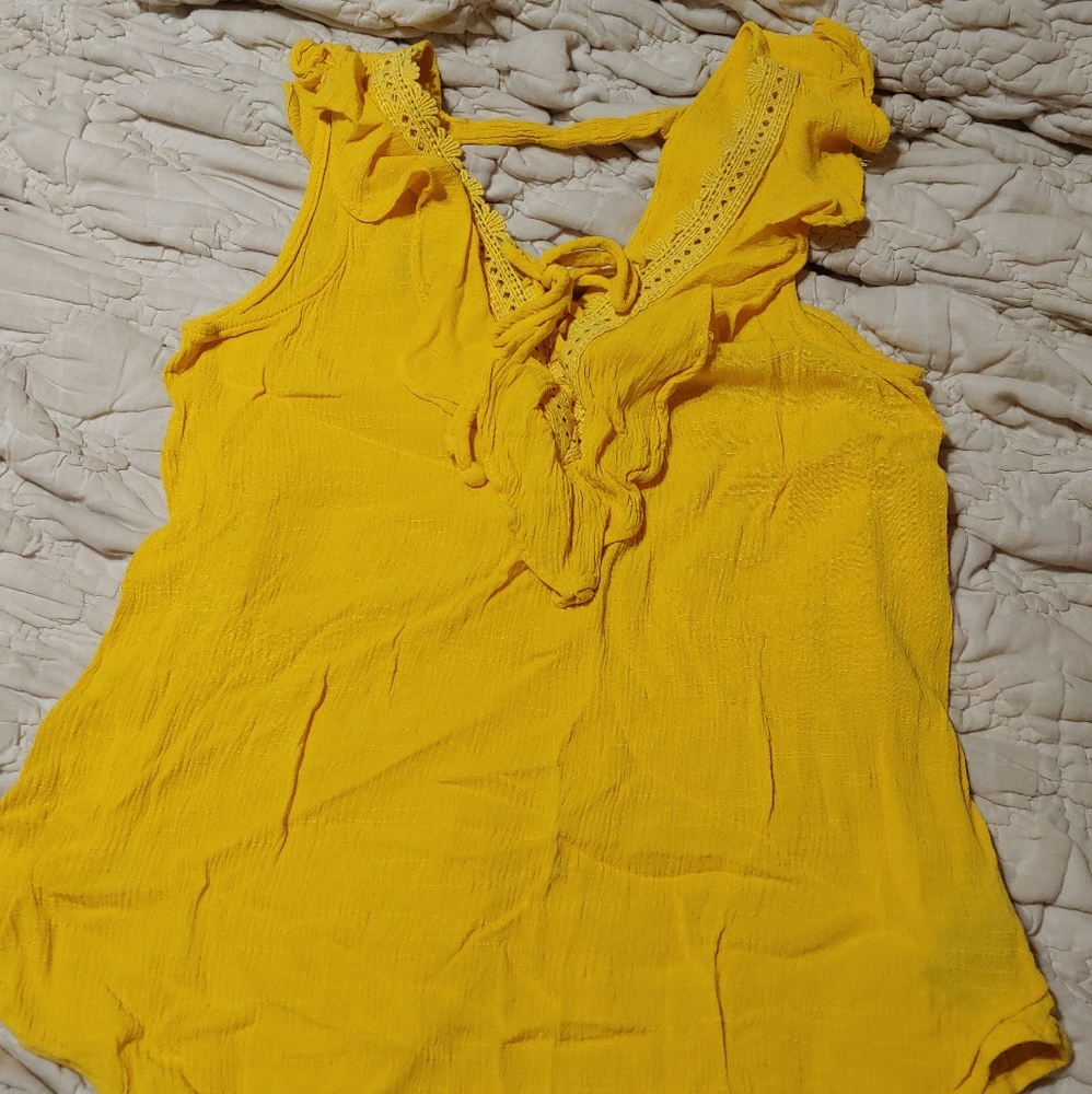 Canary Yellow Linen Jr Sm Tank Top